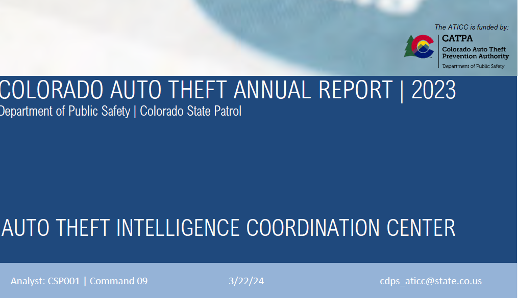 Auto Theft Report Cover Page